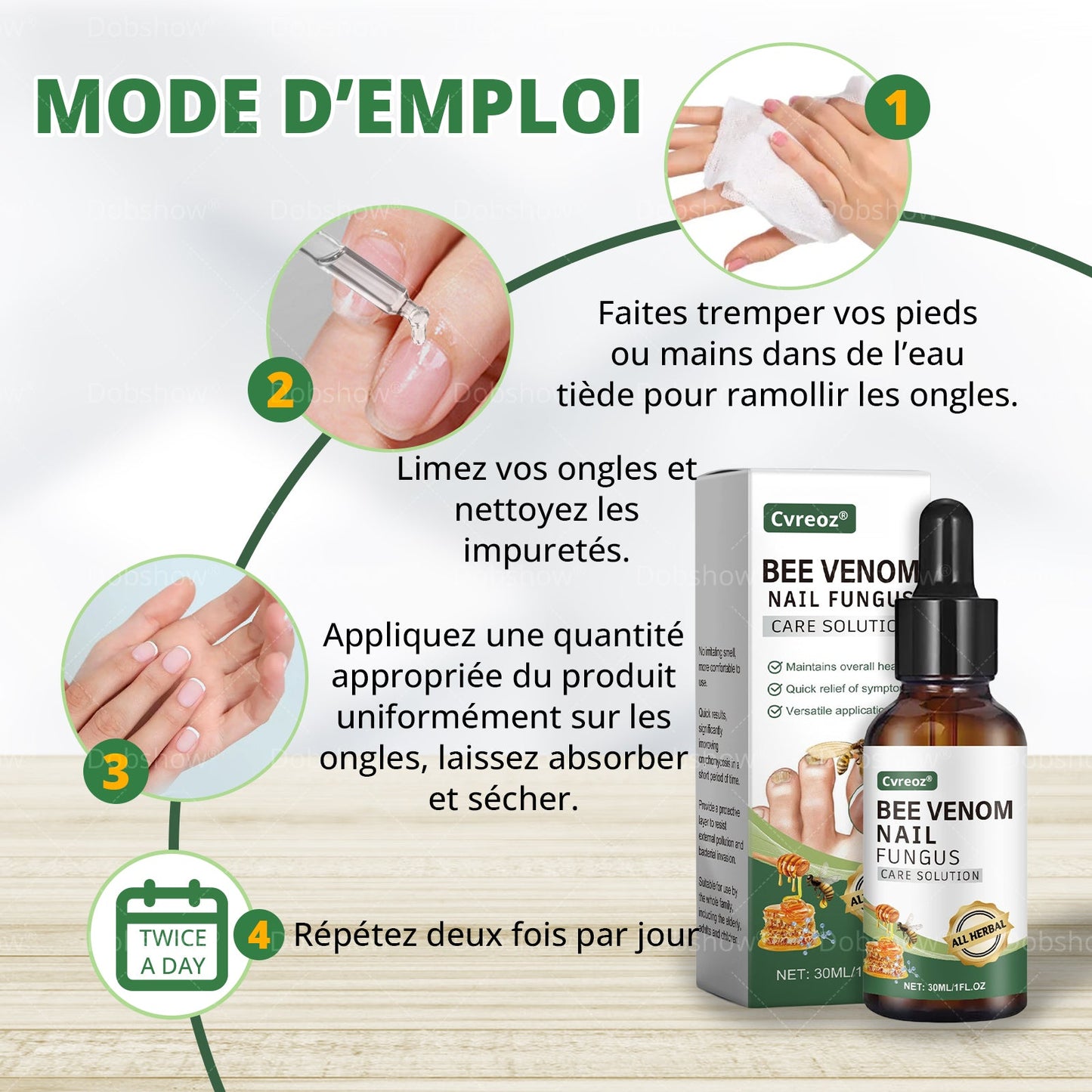 Cvreoz® Bee Venom Nail fungus care solution: Formule Naturelle pour les Ongles des Pieds et des Mains