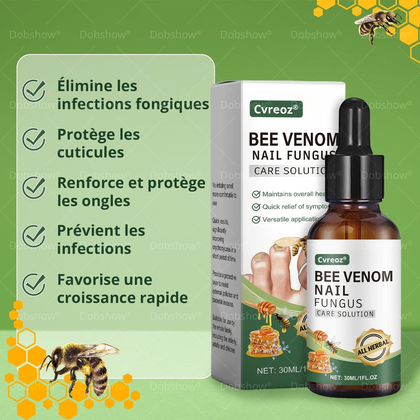 Cvreoz® Bee Venom Nail fungus care solution: Formule Naturelle pour les Ongles des Pieds et des Mains